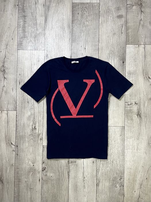 Valentino Italy футболка XL размер спортивная синяя с принтом