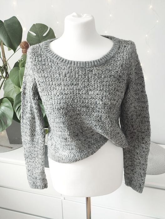 Sweter szary melanżowy wełna alpaka Abercrombie & Fitch 38 M
