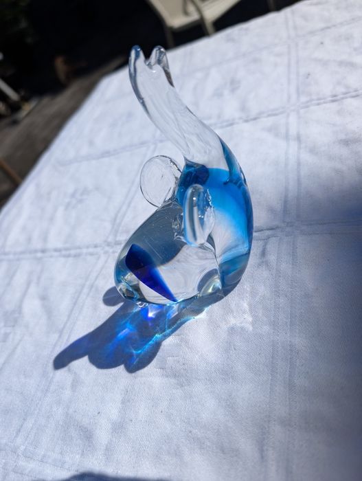 Szklane figurki Delfiny i Rybka | Szkło artystyczne retro Murano style