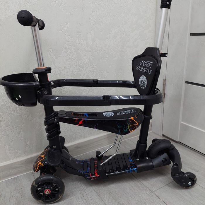 Самокат 5 в 1 Best Scooter  з батьківською ручкою та світними колесами