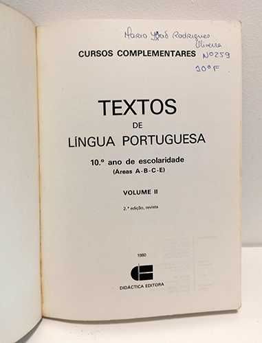 4 livros - Textos de Língua Portuguesa - 10º e 11º anos