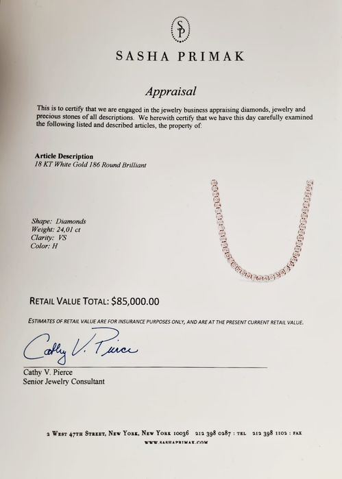 Бриллиантовое тенисное колье