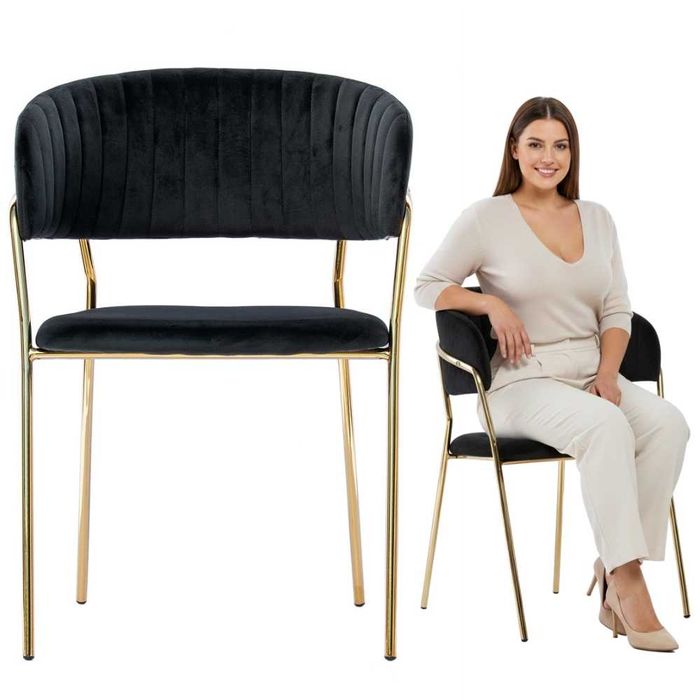 Krzesło tapicerowane welurowe w stylu Glamour | -20% TANIEJ!