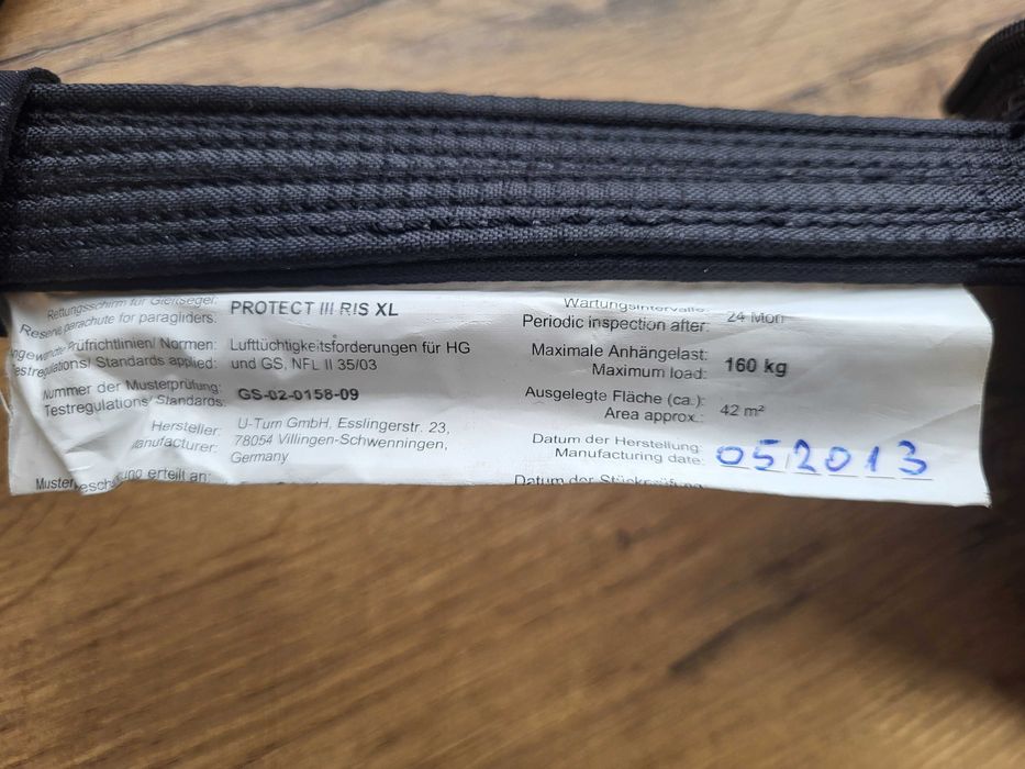 SPADOCHRON zapasowy ppg paralotnia