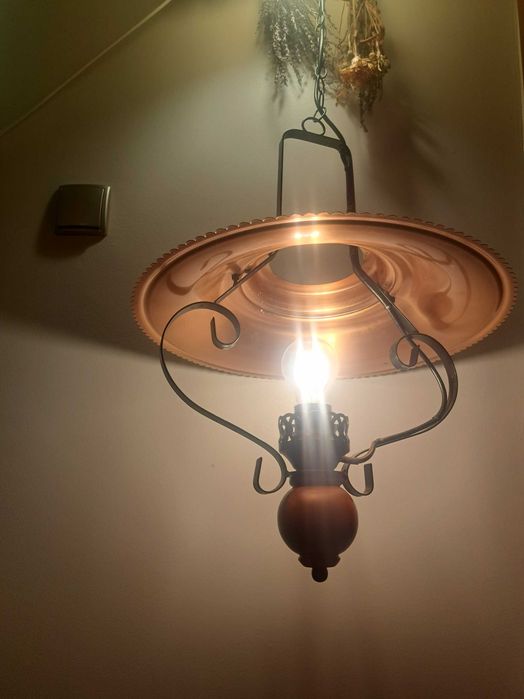 Piękna lampa - Stal, Miedź, Wiśnia
