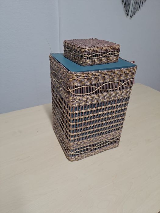 Caixa decorativa madeira azul