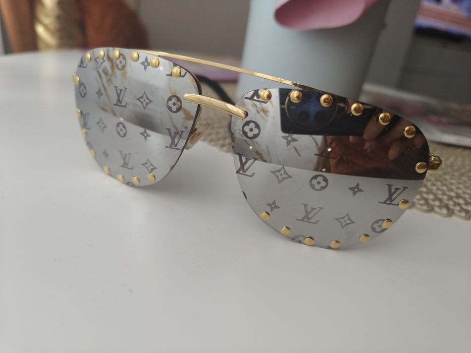 Okulary Lustrzanki Lv Monogram Złote