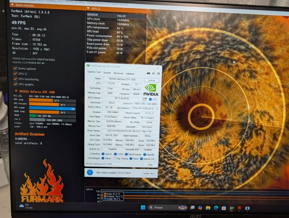 Відеокарта ASUS DUAL GTX 1650 4GB OC (GDDR6)  Гарантія | XPLAY
