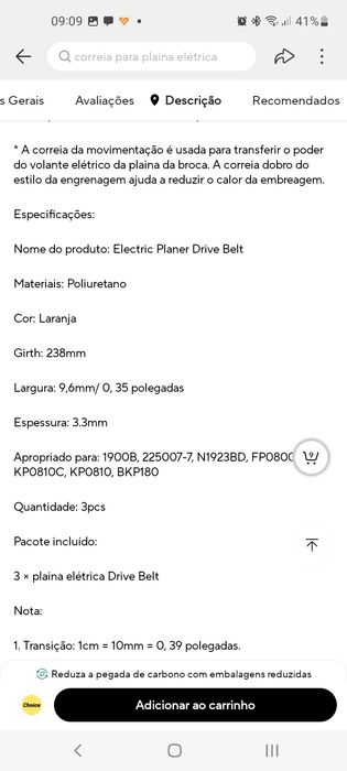 3 correias para plaina elétrica