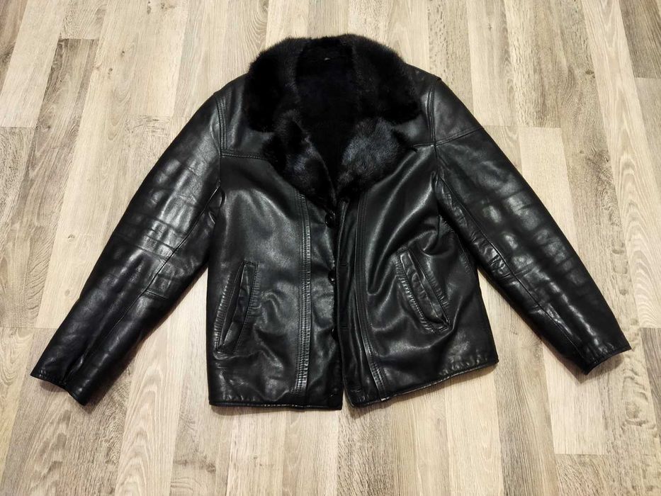 Дубленка с мехом норки ( кожа )