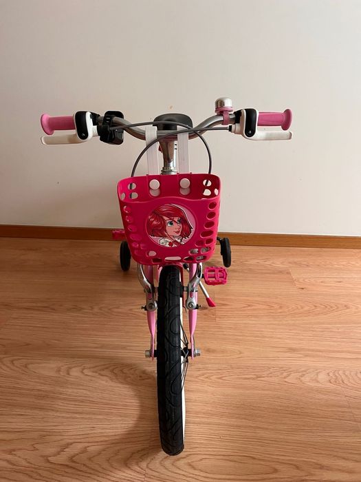 Bicicleta Infantil B'TWIN 16" Rosa e Branca | Excelente Estado | Rodas de Apoio Incluídas