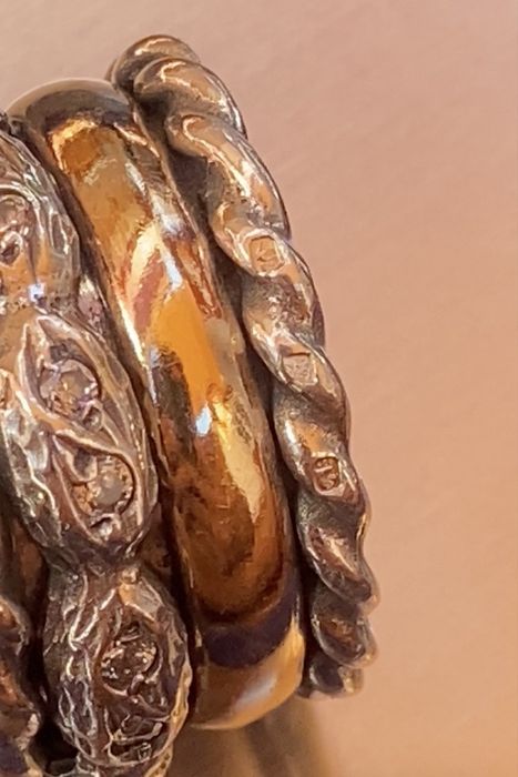 Anel Ouro Português Contrastado