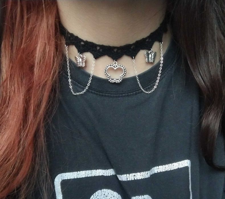 Nowy handmade choker motyle motylki łańcuszki fairy kawaii jirai emo