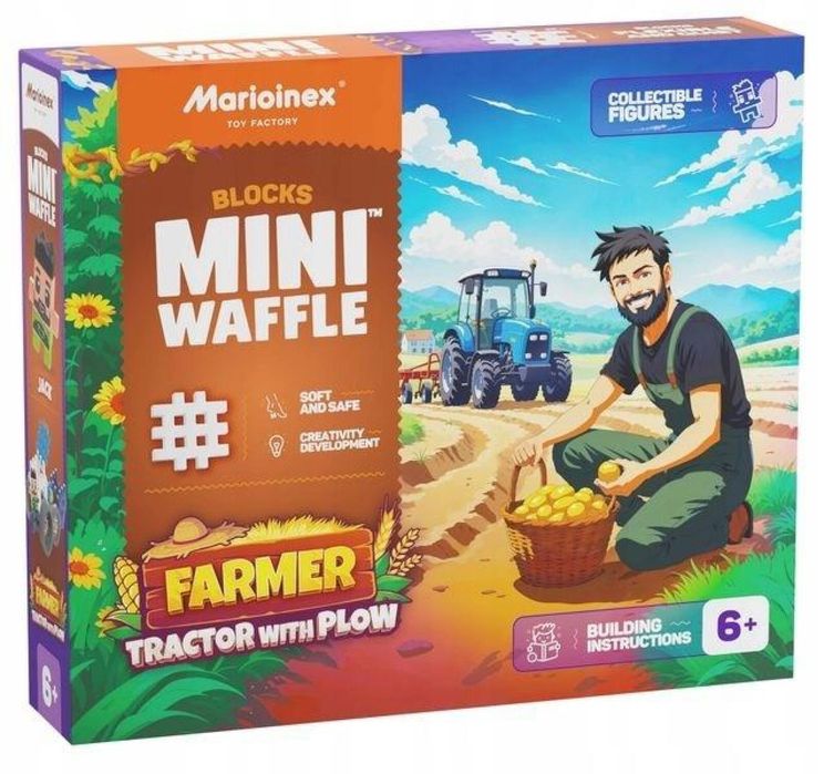 Mini Waffle 50el Farmer Traktor z pługiem pudełko,