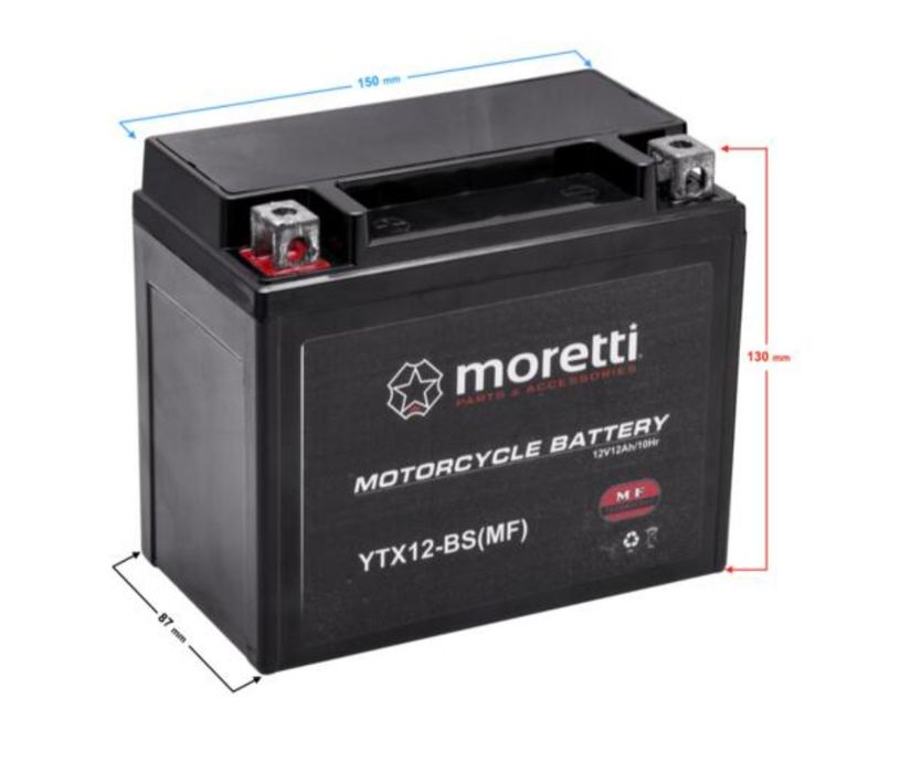 Akumulator żelowy 12V MTX12 BS AGM Moretti