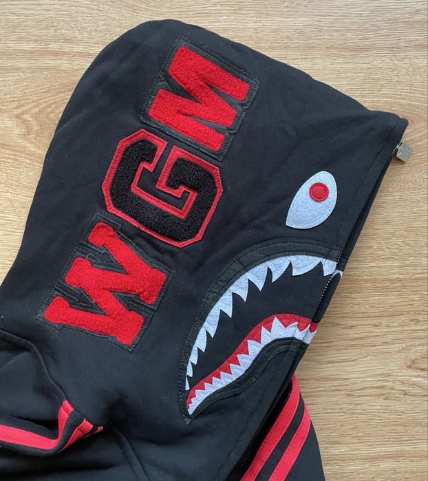 BAPE x adidas Shark Fleece Full Zip Hoodie Black bape бейп адідас шарк тигр