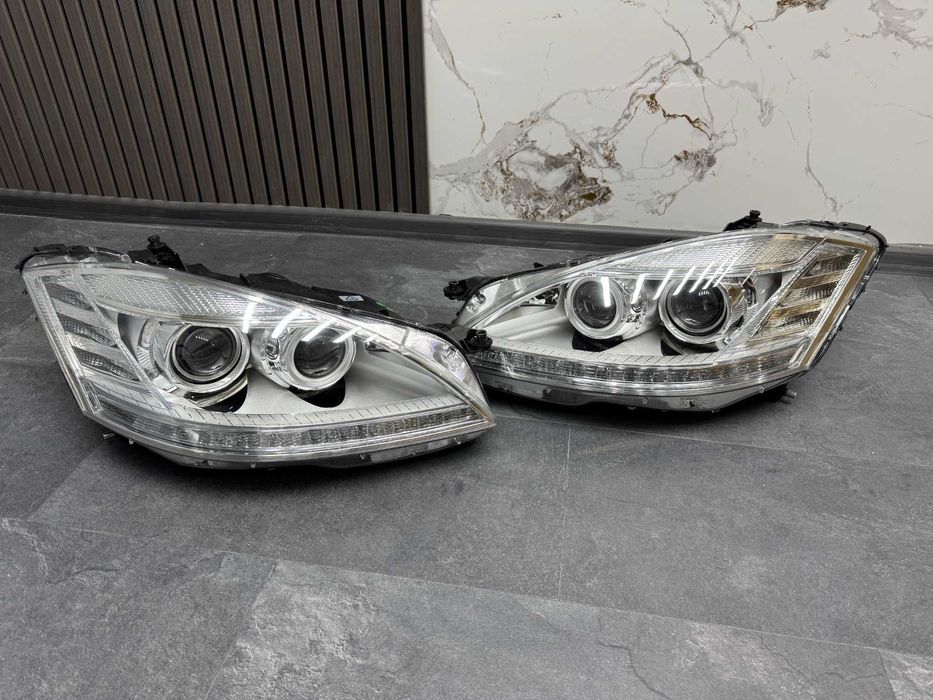 передние фары на mercedes w221 lci xenon замена дорестайлинга ксенон Фара мерседес 221 оптика фари