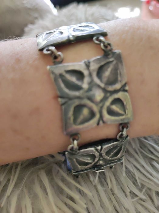 Bransoletka wykonana metalu, wzór secesja,panelowa