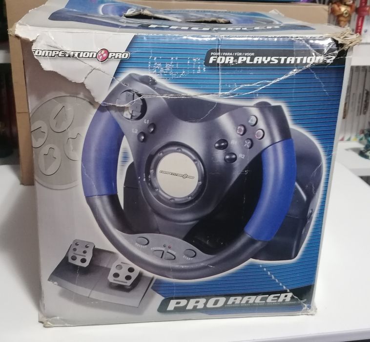 Volante + Pedais Pro Racer PS2 (com caixa)