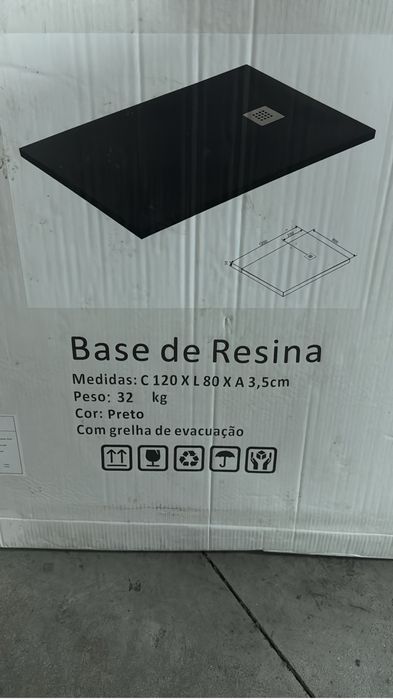 Base de resina medidac-120 / l80 /A3,5 cm cor preta com grelha de evacuacao