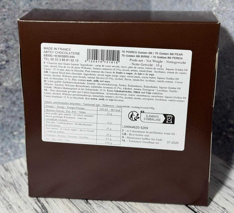 Шоколадні цукерки груша ABTEY Golden 8 Pears 700 г