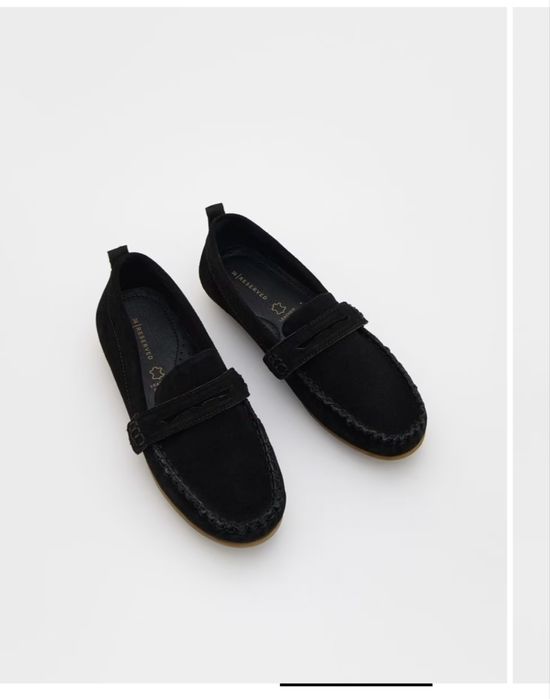 Reserved Шкіряні замшеві мокасини туфлі чорні