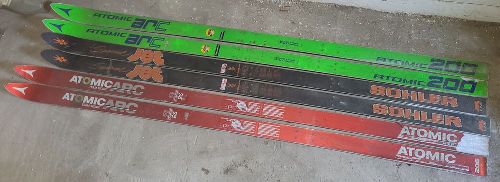 Zestaw narty kijki z czasów PRL-u   jak na fotkach biegowe  zjazdowe