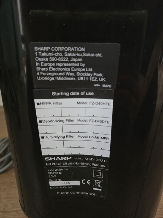 Oczyszczacz powietrza Sharp KC-D40EUB