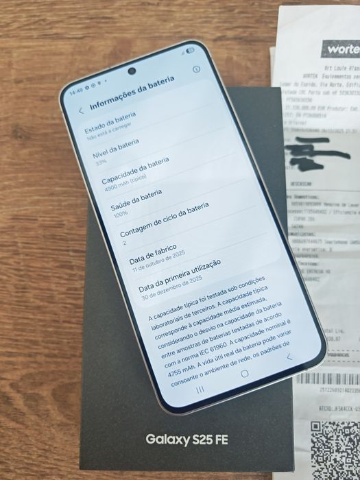 Samsung S25 FE 8GB/256GB Dual Sim Jetblack  Seminovo C/Garantia