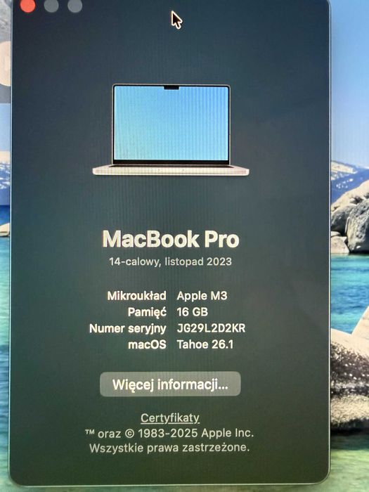 Apple MacBook Pro M3/16GB/512/14 Gwiezdna Szarość
