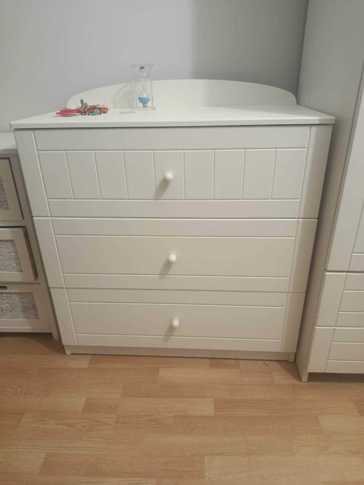 Meble dziecięce Meblik – komoda + szafa białe, komplet
