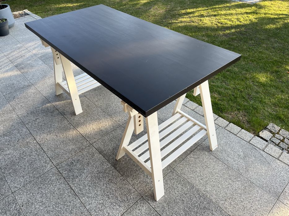 Biurko IKEA Linnmon czarne regulowane , blat 150x75cm