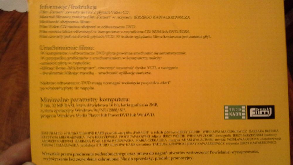 Faraon - film na 2 płytach VCD - Nowe - Wielka kolekcja filmowa