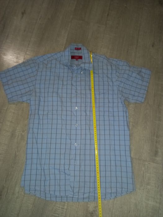 Nowa koszula elegancka M carry święta uroczystość krata nieb8eska