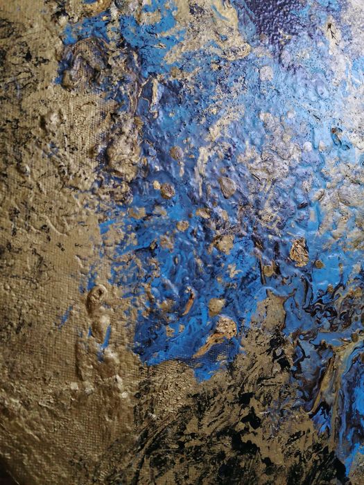 Obraz pouring błękit złoto