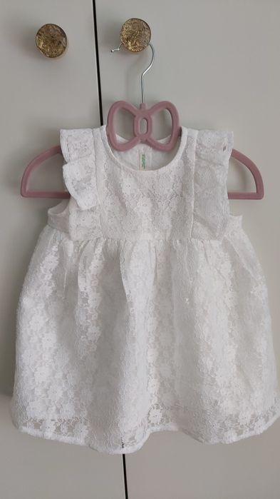 Vestido menina renda branco 9/12M