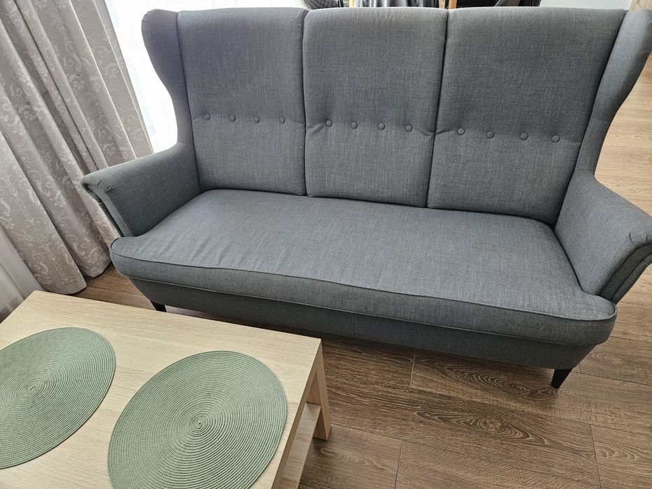 Sofa 3 osobowa IKEA STRANDMON, ciemnoszara