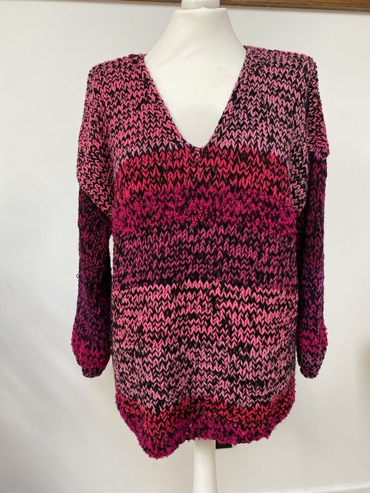Sweter multi kolor gruby hand made over size