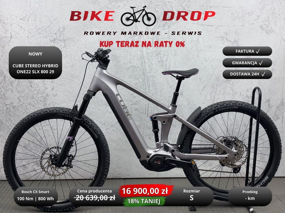 Rower Elektryczny MTB Full Cube Stereo Hybrid ONE22 SLX 800 29 NOWY