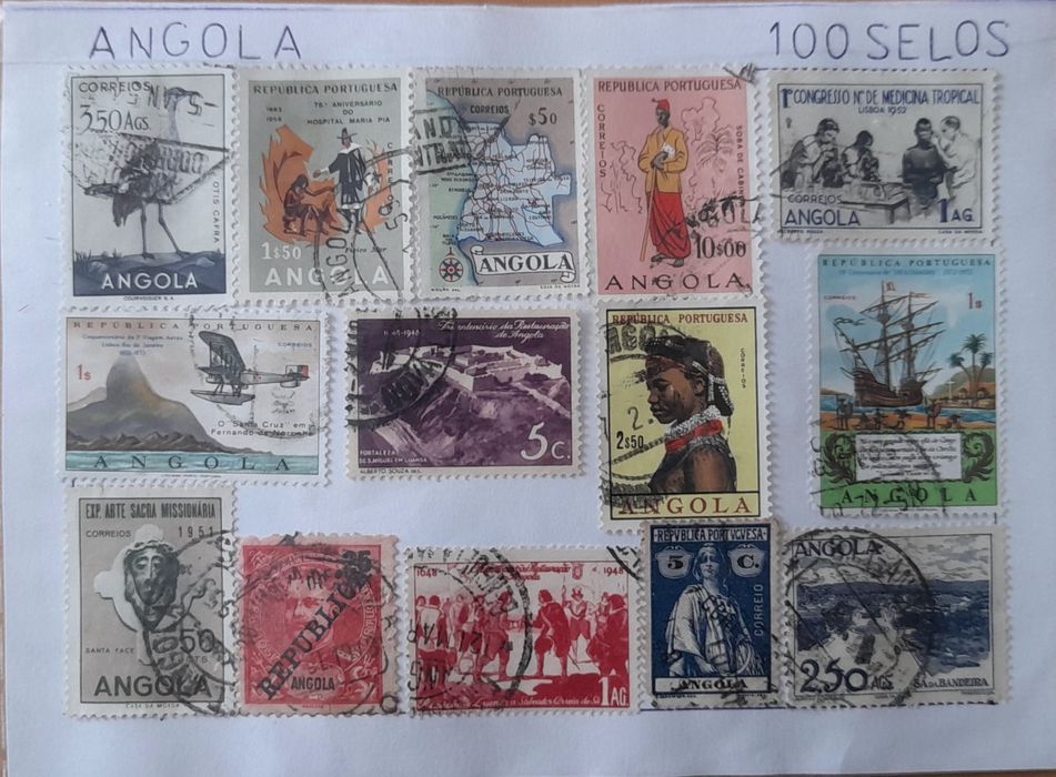 100 selos diferentes de Angola