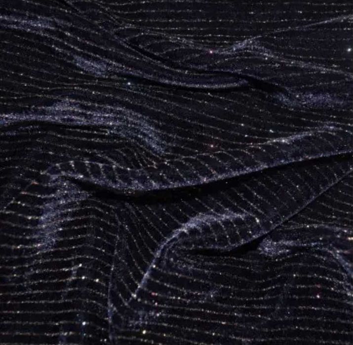 Велюр Оксамит Чорний Смужка Люрекс Відріз 6м 6 м Тканина Бавовна