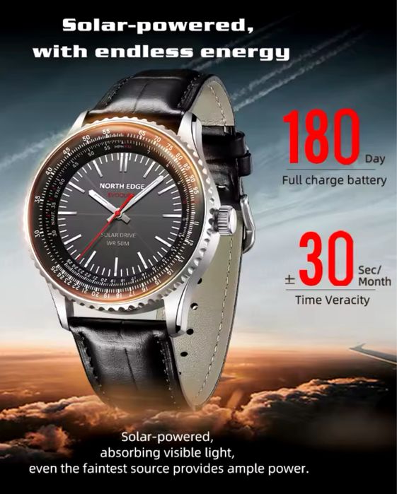 NORTH EDGE EVOQUE3 годинник із сонячним приводом, з нержавіючої сталі