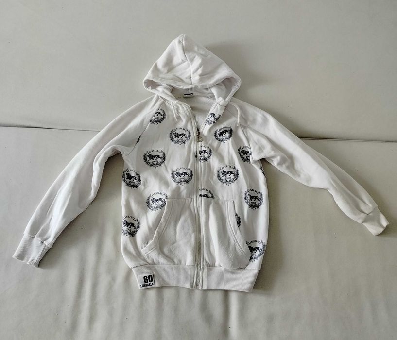 Худи зипка Lonsdale белый XS кофта 90s 00s кофта hip hop y2k sk8