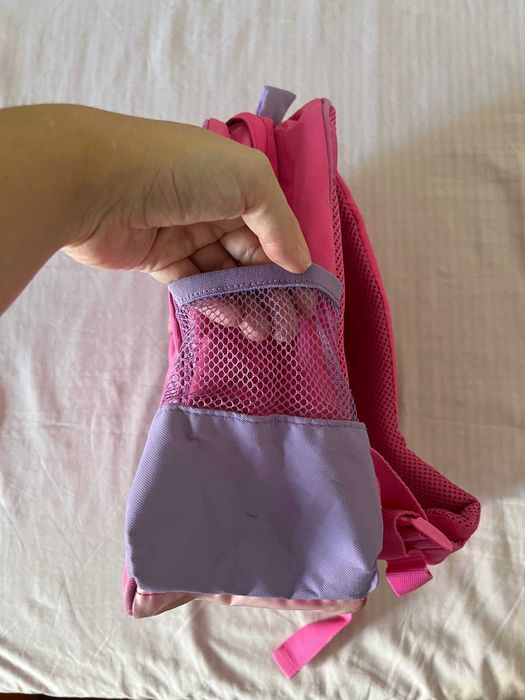 Mochila escolar Miffy rosa e lilás, cerca de 25 x 30 cm