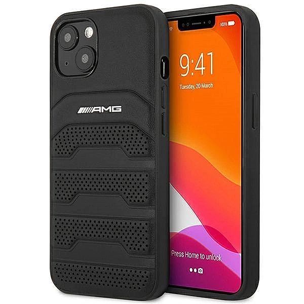 Etui Amg Leather Debossed Lines na iPhone 14 Plus - czarne