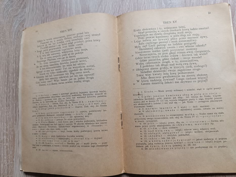 " Treny " Jan Kochanowski wyd. M. Kot 1949r.