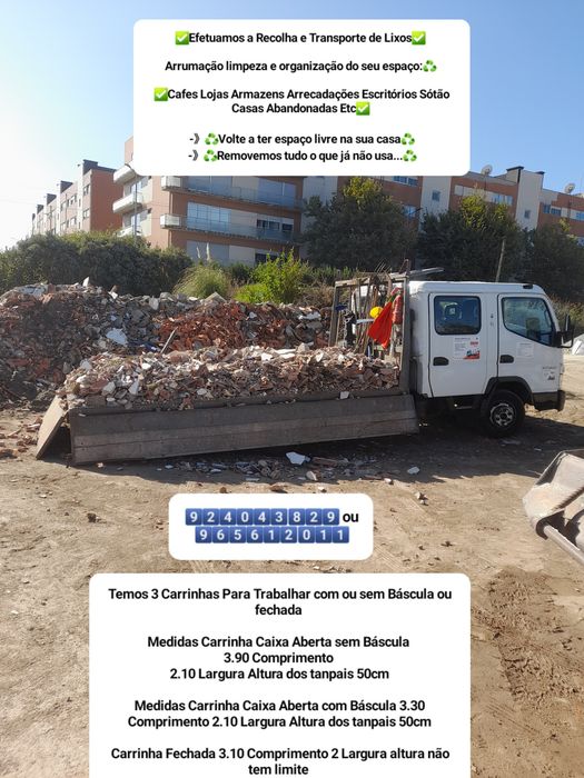 Faço Cargas de Entulho Madeira Pladur Monos Resíduos Sucata Serviços Mudança limpeza garagens e outros serviços