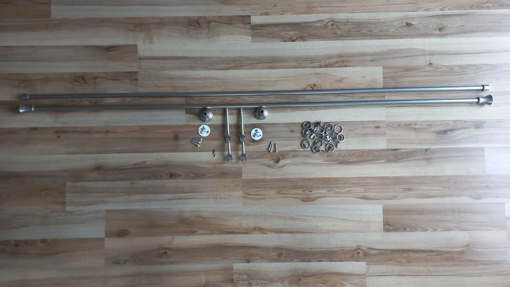 Karnisz 164,5 cm szary mat + uchwyty + żabki kompletny zestaw 1