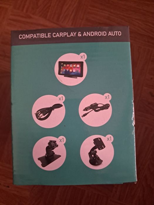 Ecrã Tátil 7" Portátil Auto com Apple CarPlay e Android Auto (Novo)