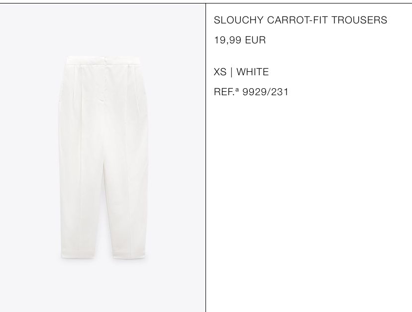 Calças brancas zara